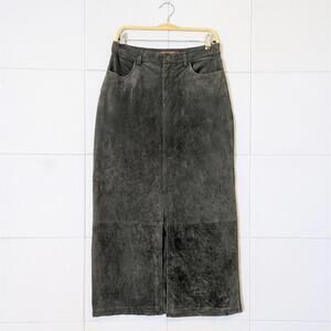 Vintage 90s Eddie Bauer Seattle Suede leather midi maxi skirt
